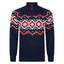 Peter Gribby Mens Nordic Zip Neck Jumper - Navy