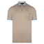 Gabicci Contrasting Collar & Cuff Patterned Jersey Polo Shirt - Stone