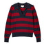 Joules Womens Maddie Red Striped V Neck Jumper - Red/Navy