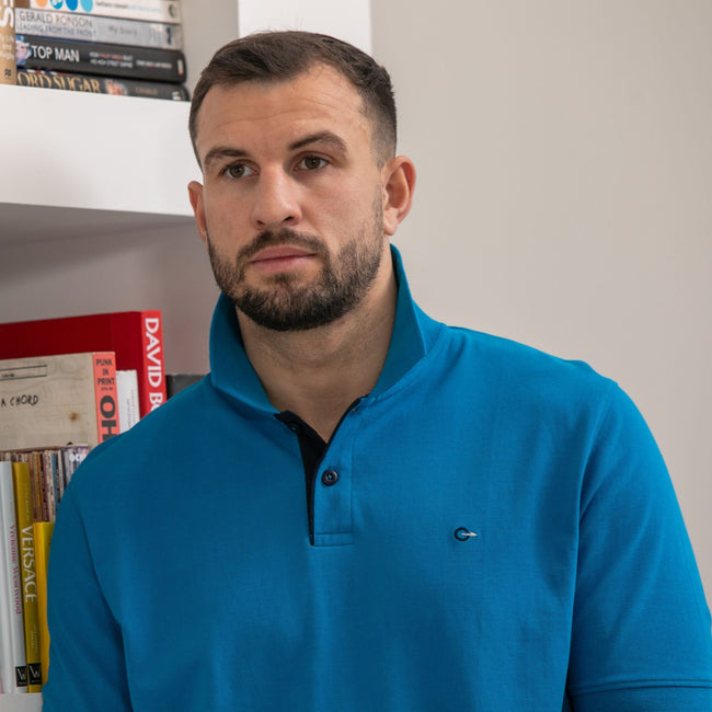 Peter Gribby Short Sleeve Solid Colour Pique Polo - Teal Main Image