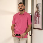 Peter Gribby Short Sleeve Melange Pique Polo - Pink