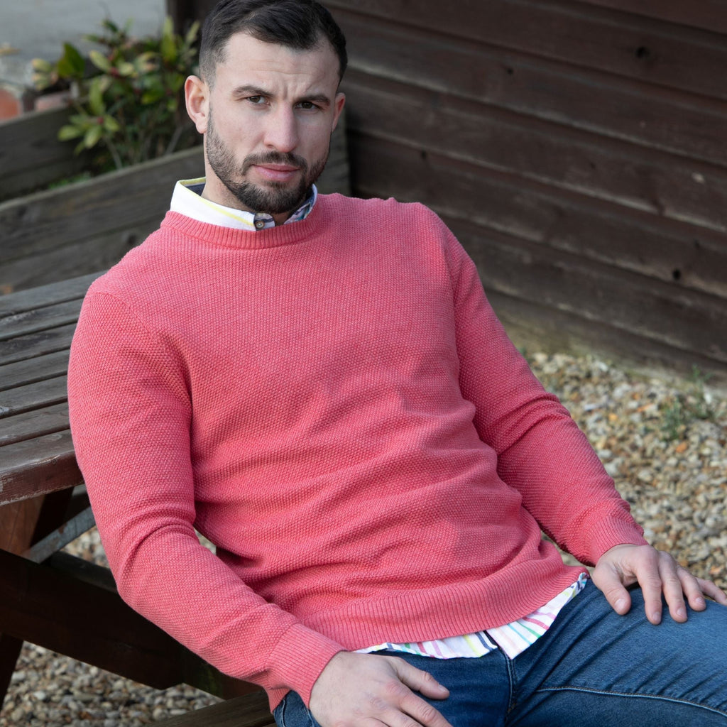 Peter Gribby Premium Combed Cotton Crew Neck Jumper - Coral