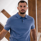 Peter Gribby Short Sleeve Knitted Polo - Blue