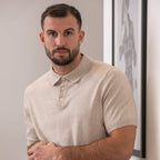 Peter Gribby Short Sleeve Knitted Polo - Stone