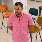 Peter Gribby Short Sleeve Linen Rich Shirt - Pink