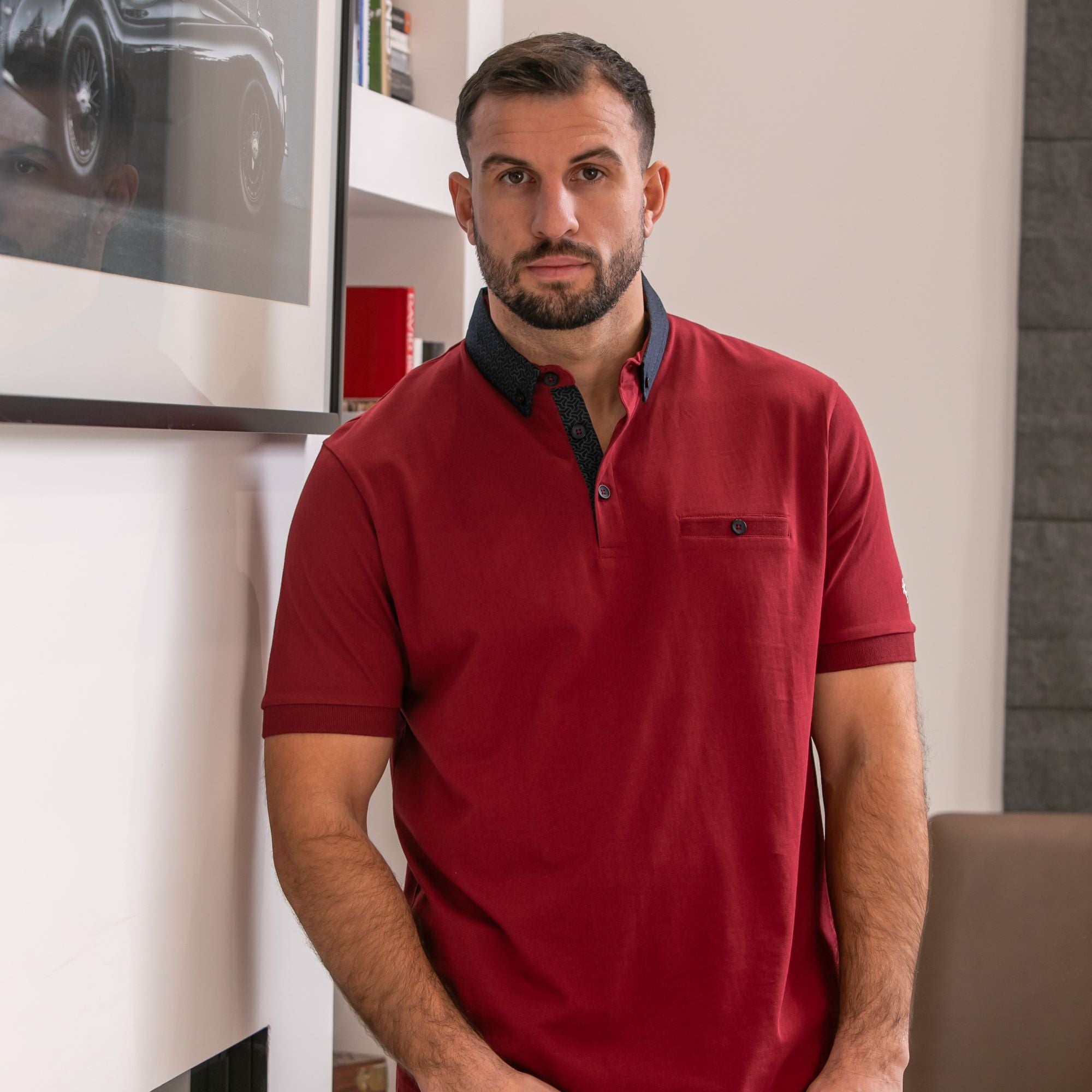 Lizard King Wine Printed Collar Polo Shirt