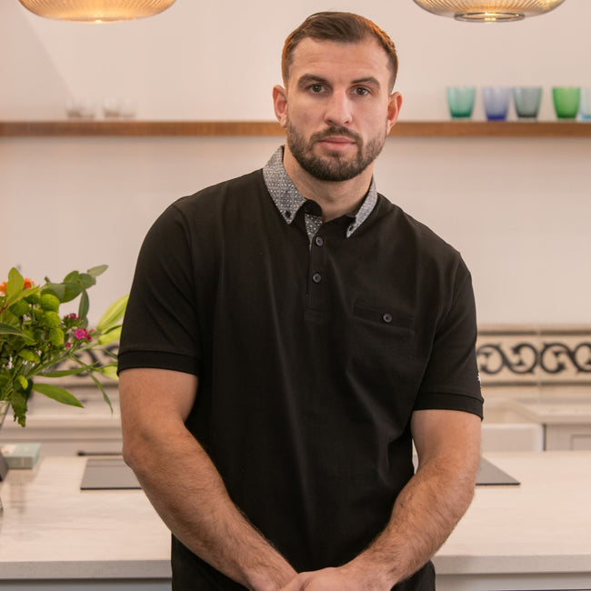 Lizard King Black Printed Collar Polo Shirt Main Image