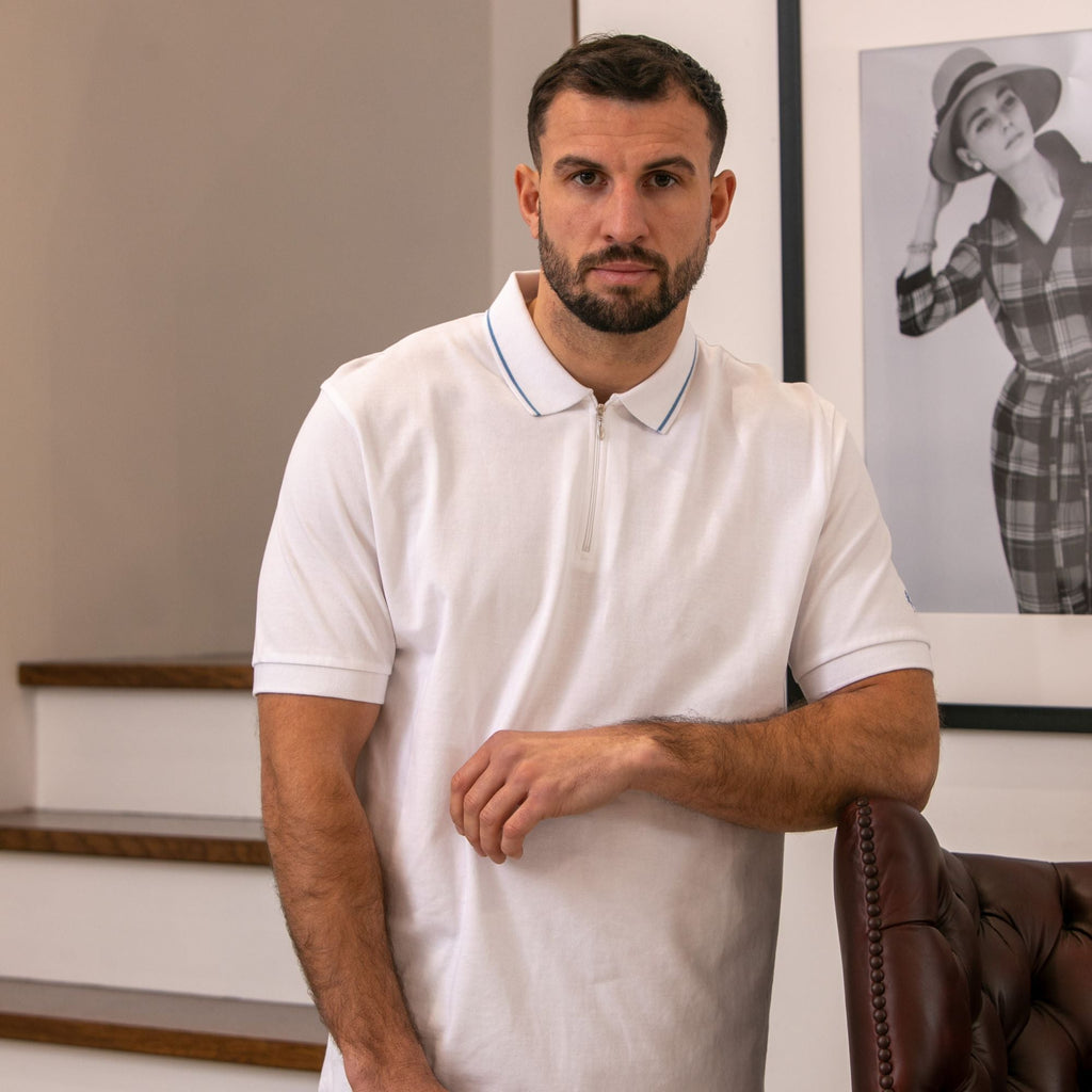Lizard King White Zipper Polo