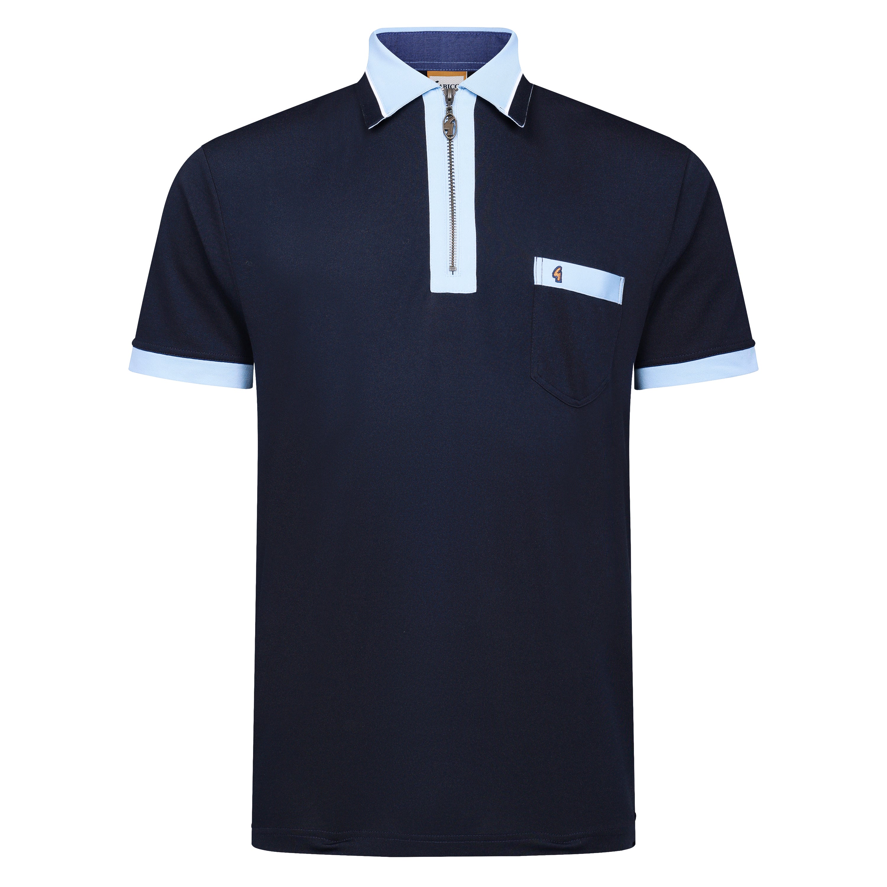 Gabicci Short Sleeve Zip Neck Jersey Polo - Navy