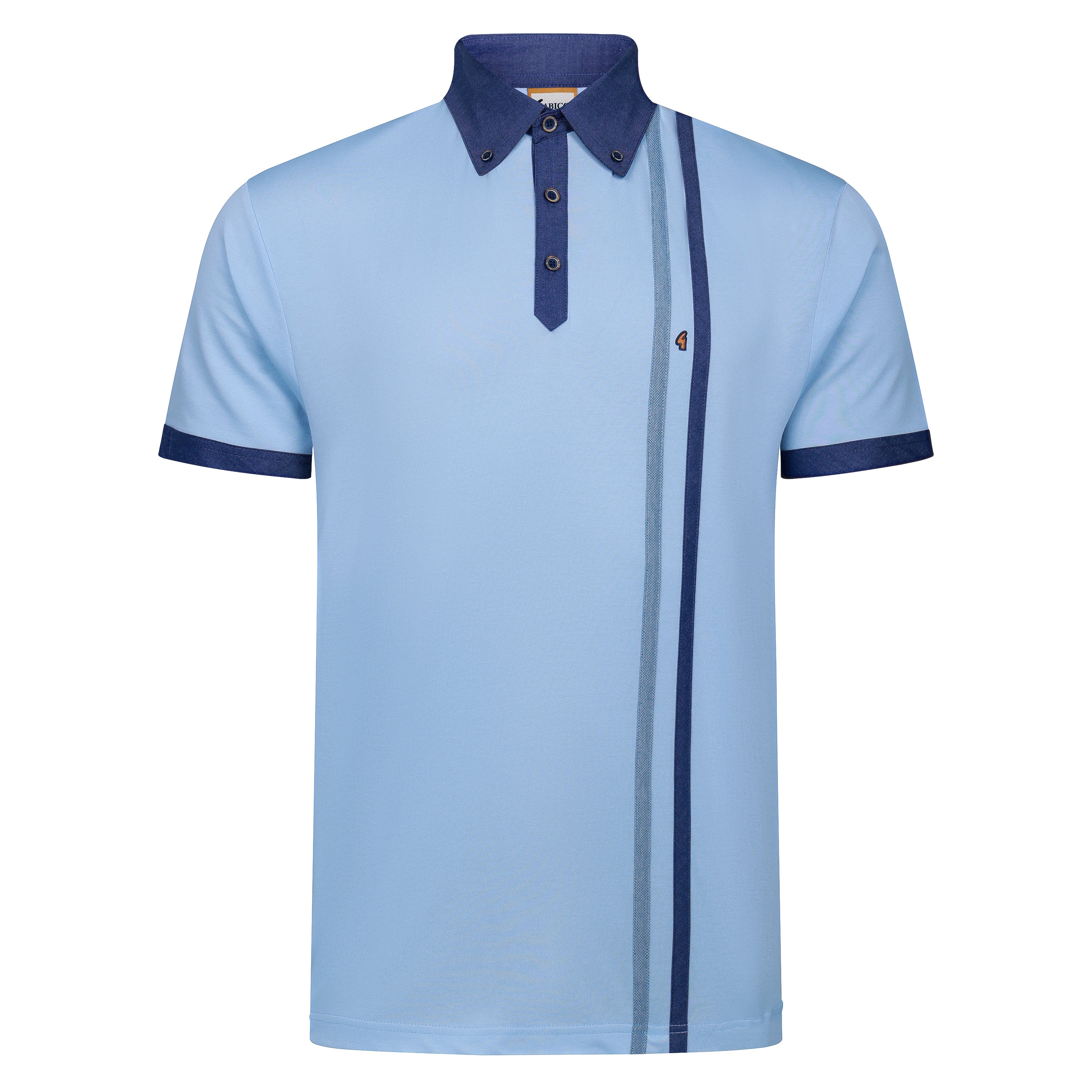 Gabicci Chambray Trim Jersey Polo - Surf