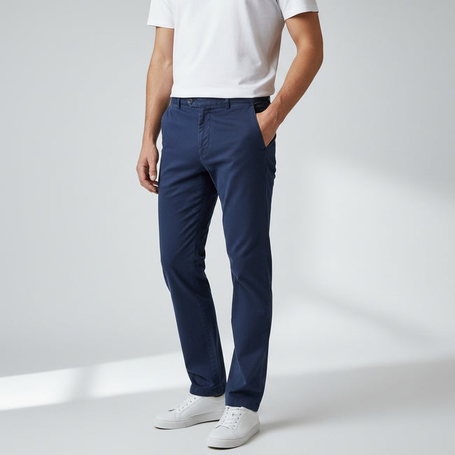 Meyer Roma Stretch Ultrasoft Twill Trousers - Navy Main Image