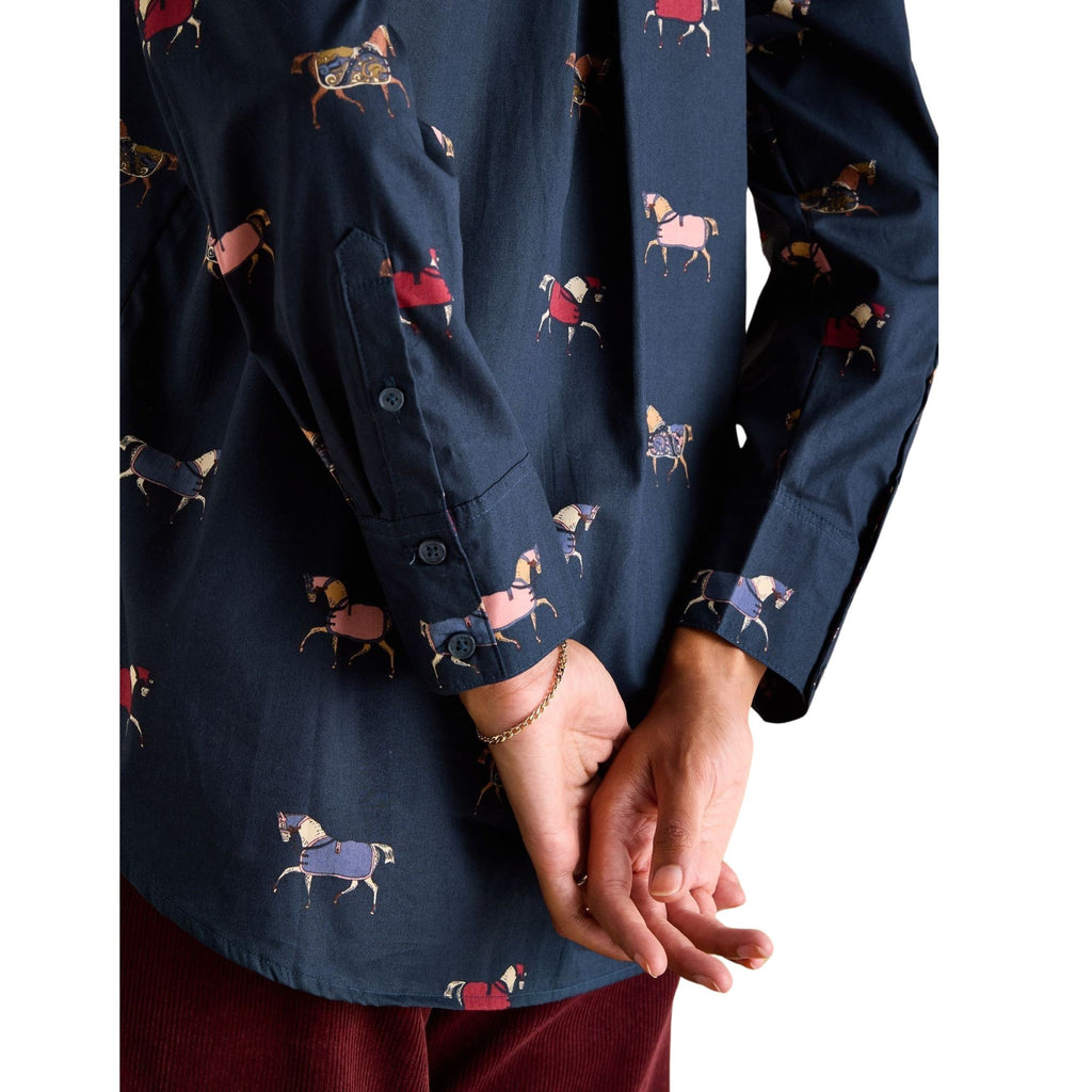 Joules Womens Amilla Horse Cotton Shirt - Navy Horses Print
