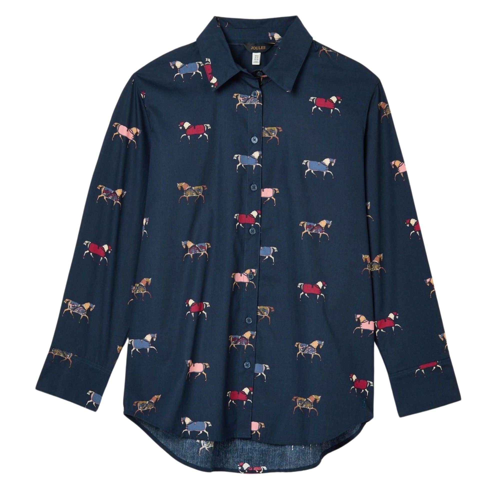 Joules Womens Amilla Horse Cotton Shirt - Navy Horses Print