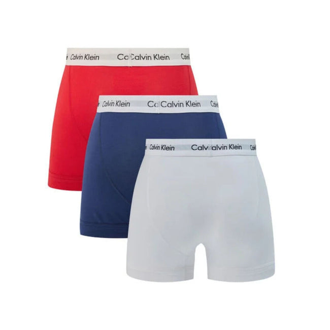 Calvin Klein 3 Pack Trunks - Cotton Stretch White/Red Ginger/Pyro Blue Hover Image