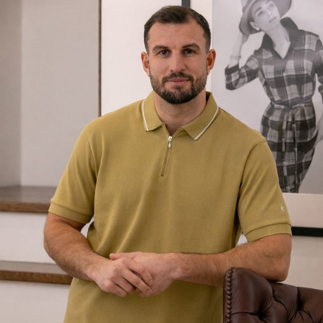 Lizard King Khaki Zipper Polo Main Image