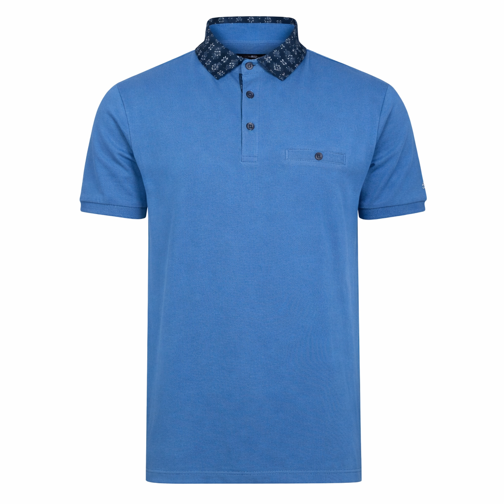 Lizard King Blue Printed Collar Polo Shirt