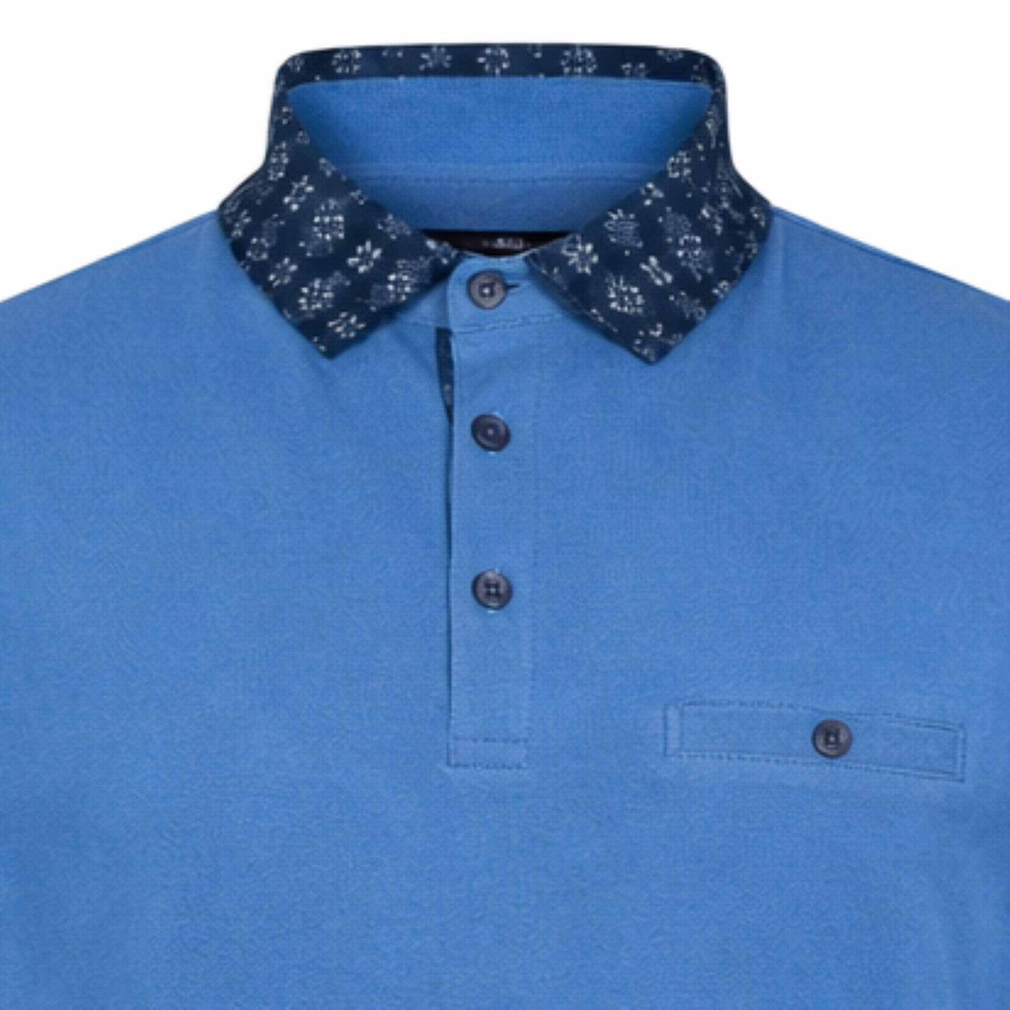 Lizard King Blue Printed Collar Polo Shirt