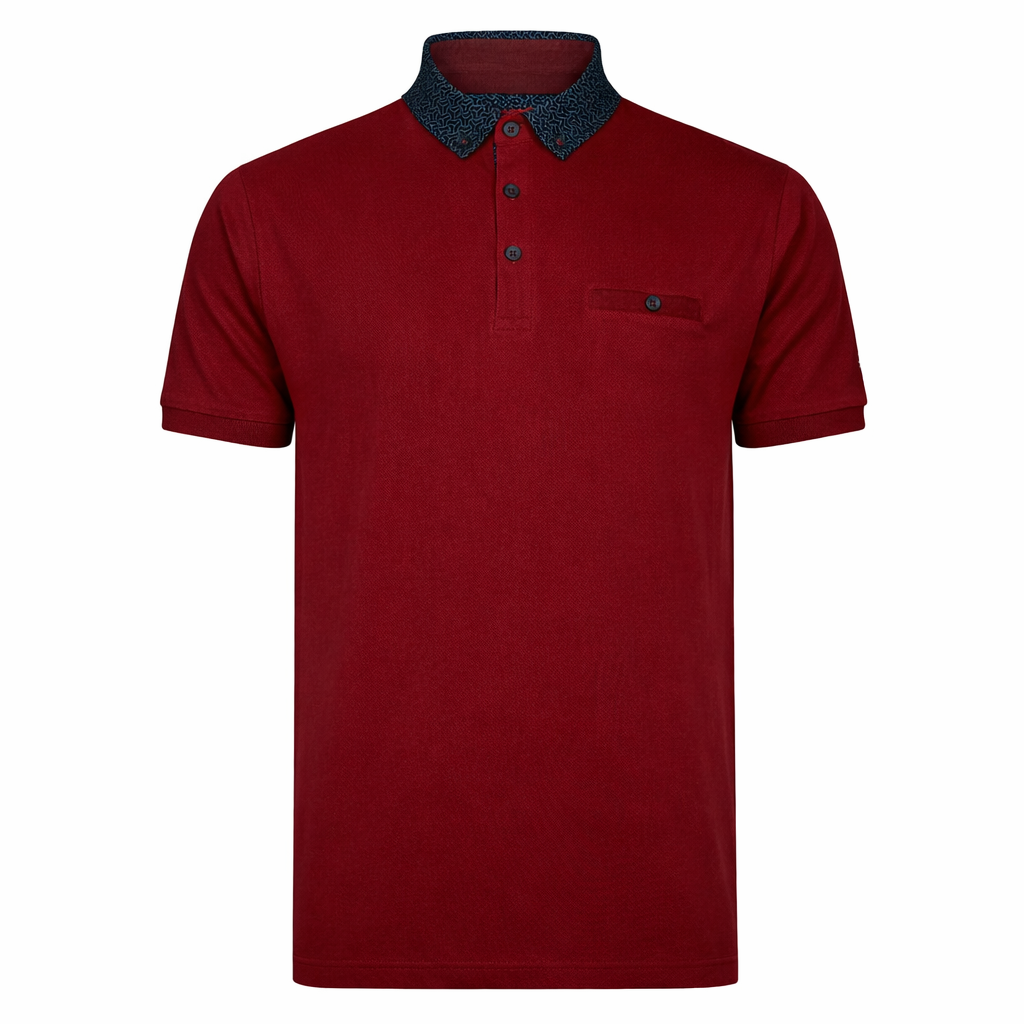 Lizard King Wine Printed Collar Polo Shirt