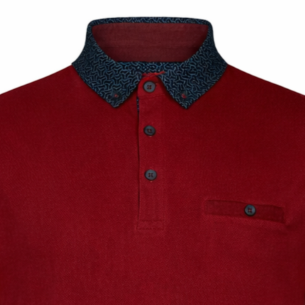 Lizard King Wine Printed Collar Polo Shirt