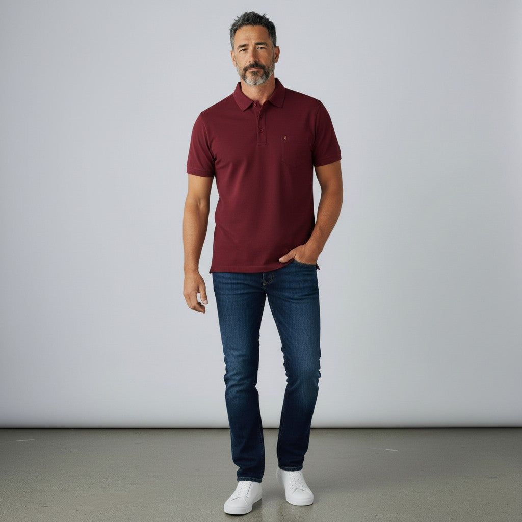 Gabicci Z17 Seasonal Patterned Polo Shirt - Claret
