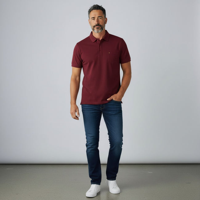 Gabicci Z17 Seasonal Patterned Polo Shirt - Claret Main Image