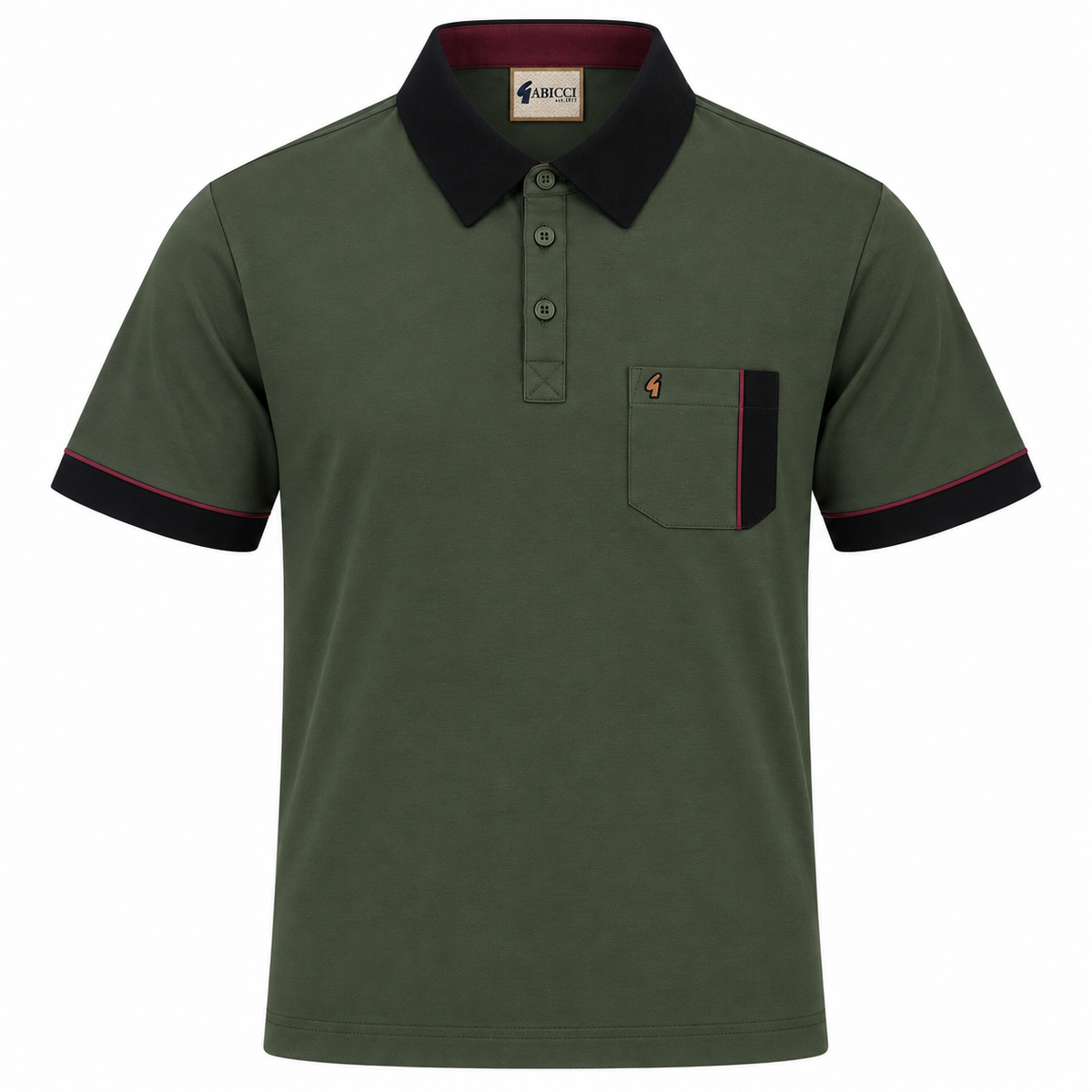 Gabicci X10 Seasonal Patterned Polo Shirt - Khaki