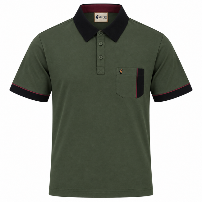 Gabicci X10 Seasonal Patterned Polo Shirt - Khaki Hover Image