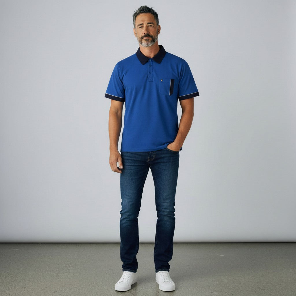 Gabicci X10 Seasonal Patterned Polo Shirt - Airforce