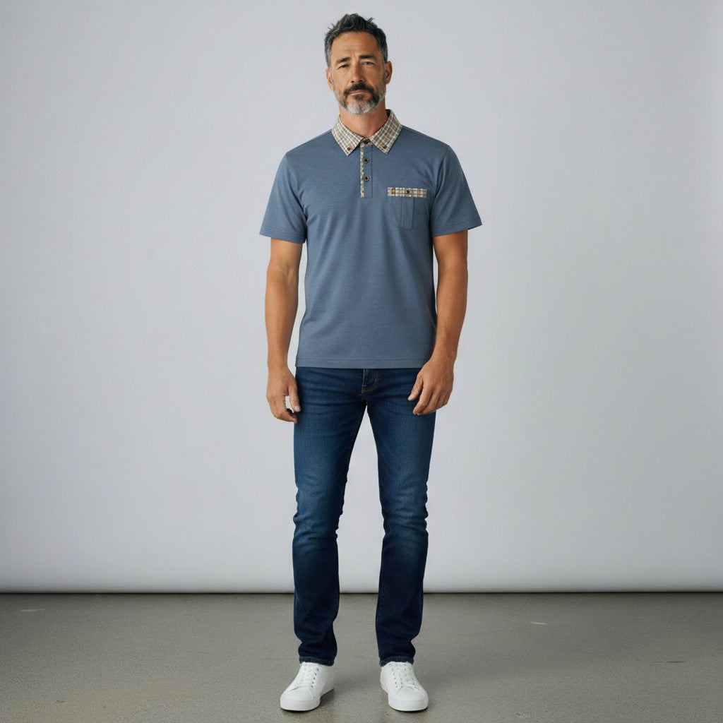 Gabicci X09 Seasonal Patterned Polo Shirt - Airforce