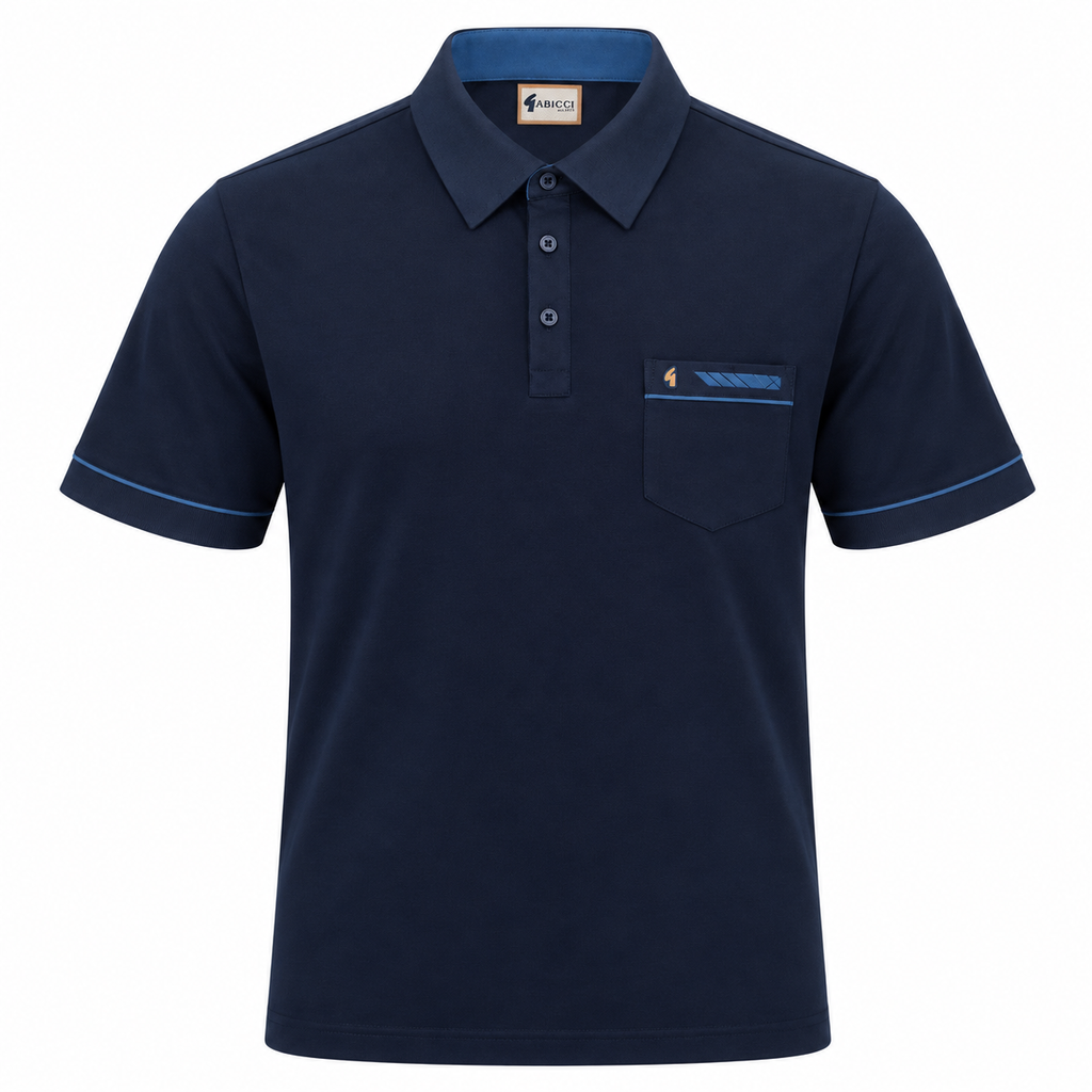 Gabicci X06 Seasonal Patterned Polo Shirt - Navy