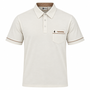 Gabicci X06 Seasonal Patterned Polo Shirt - Cream