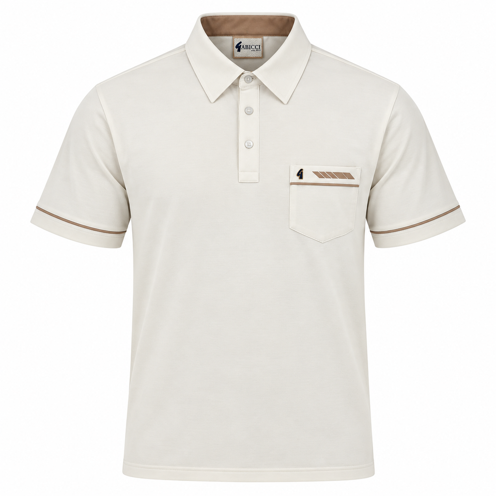 Gabicci X06 Seasonal Patterned Polo Shirt - Cream