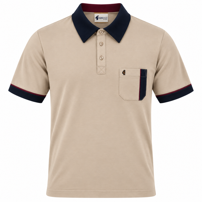 Gabicci X10 Seasonal Patterned Polo Shirt - Caramel Hover Image