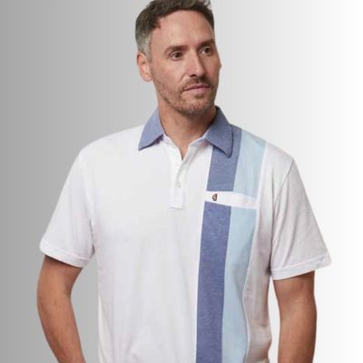 Gabicci Vertical Stripe Polo Shirt - White