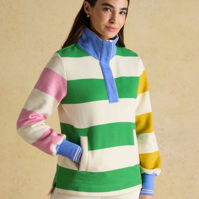 Joules Womens Burnham Hotchpotch Sweat Top - Cream/Pink/Green Main Image