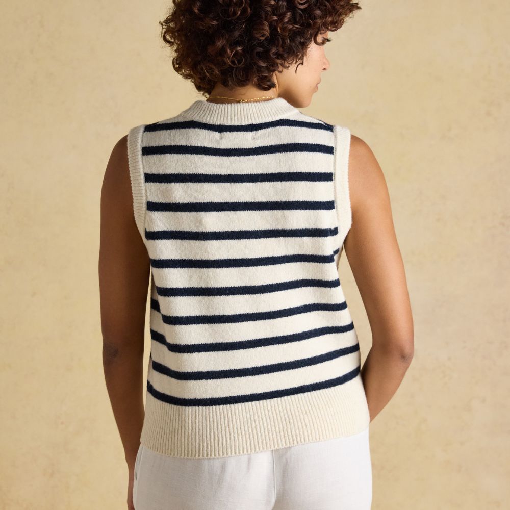 Joules Womens Holly Tank Top - Cream/Navy