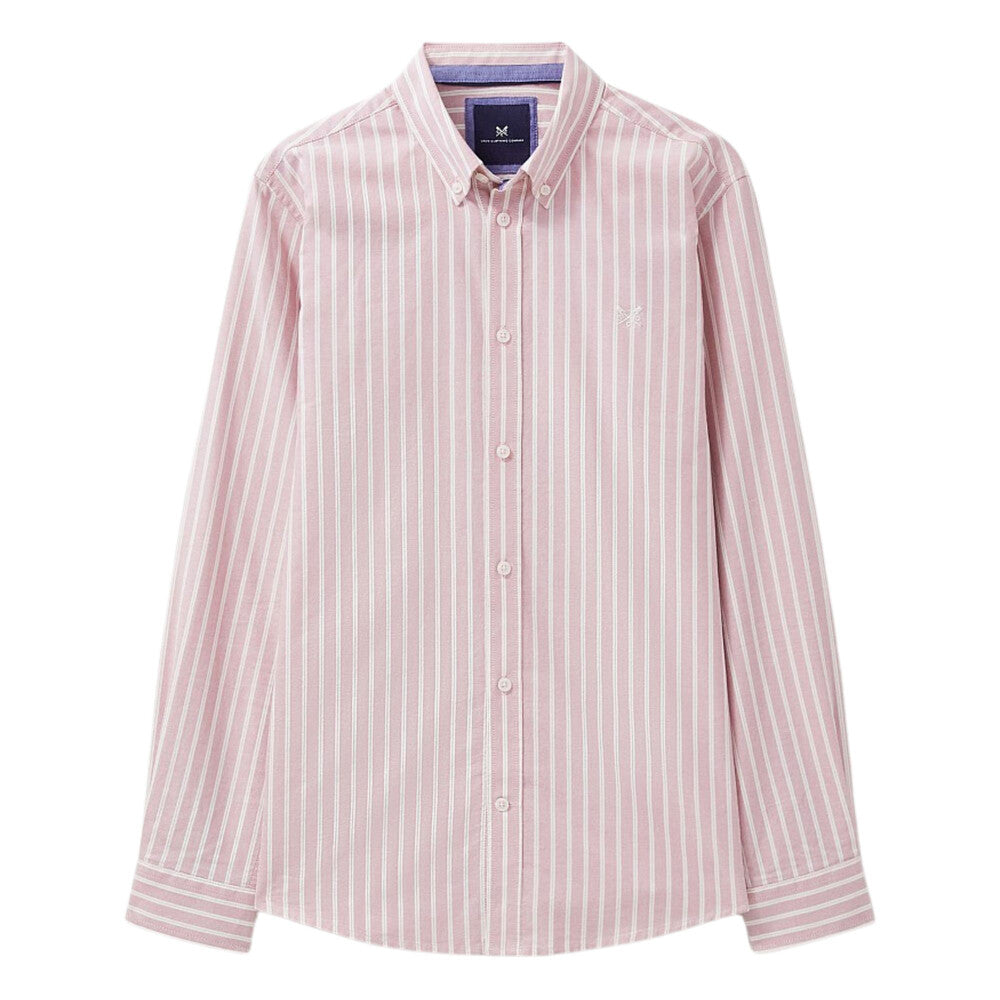 Crew Clothing Anders Twin Stripe Long Sleeve Oxford Shirt - Rose Pristine