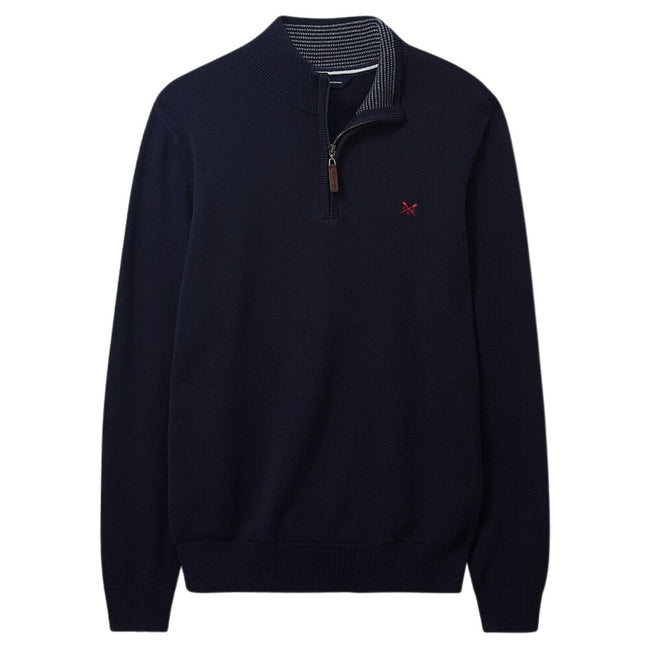 Crew Clothing Classic Half Zip Knit Jumper - Navy Hover Image