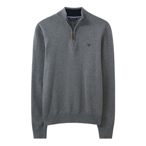 Crew Clothing Classic Half Zip Knit Jumper - Grey Marl