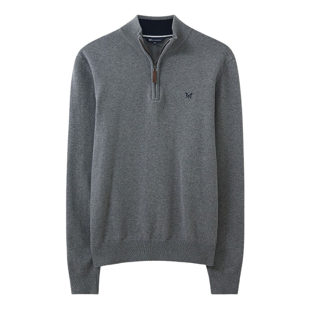 Crew Clothing Classic Half Zip Knit Jumper - Grey Marl