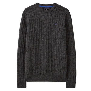Crew Clothing Lambswool Cable Crewneck Sweatshirt - Charcoal Marl