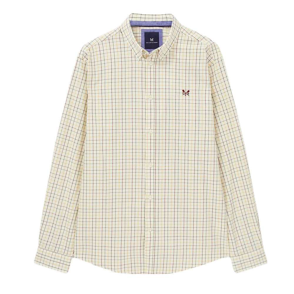 Crew Clothing Matthew Tattersall Check Long Sleeve Shirt - Olive Gold Burgundy