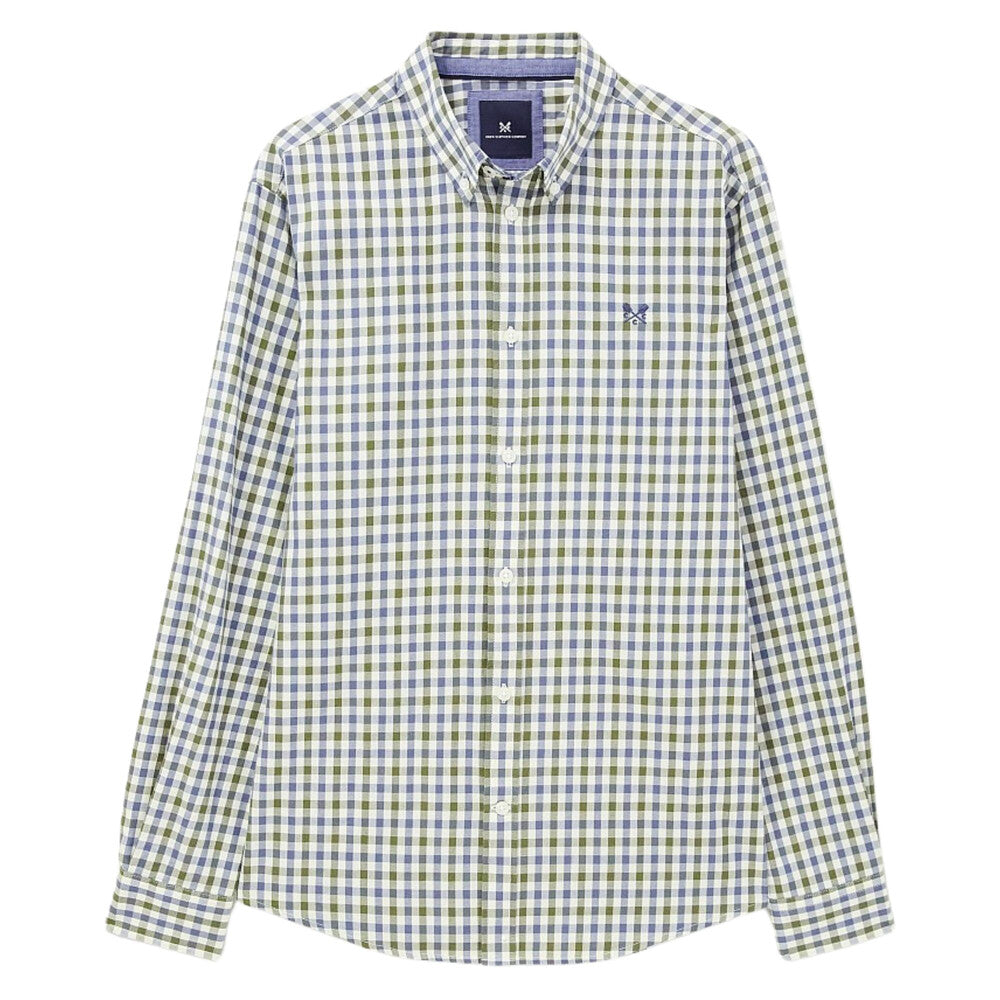 Crew Clothing Tattersall Twill Check Long Sleeve Shirt - Steel Blue Pristine