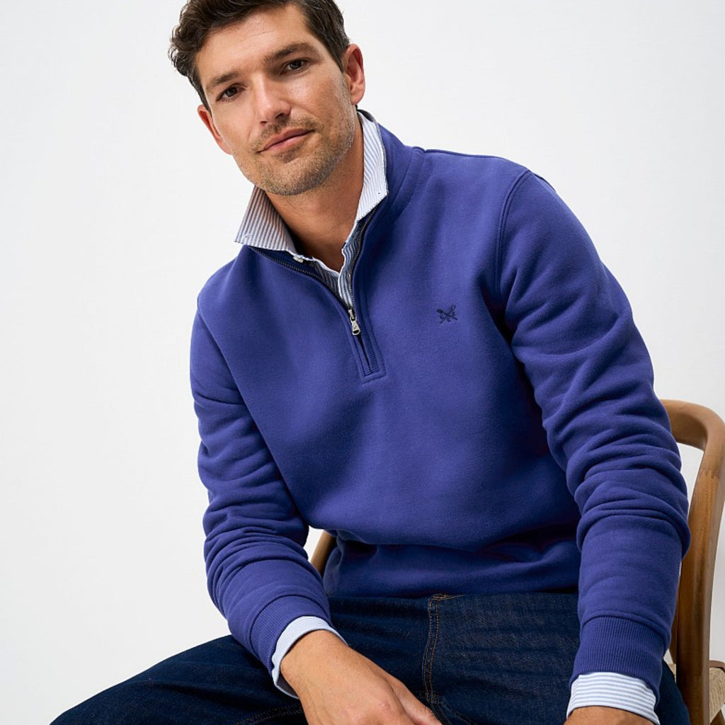 Crew Clothing Classic Cotton-Mix Half-Zip Sweatshirt - Navy