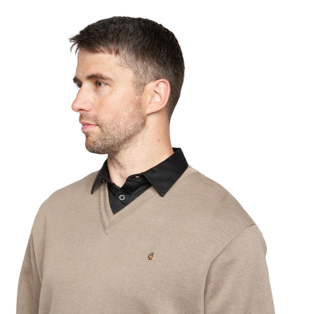 Gabicci Jumpers - K01 Classic V Neck - Stone
