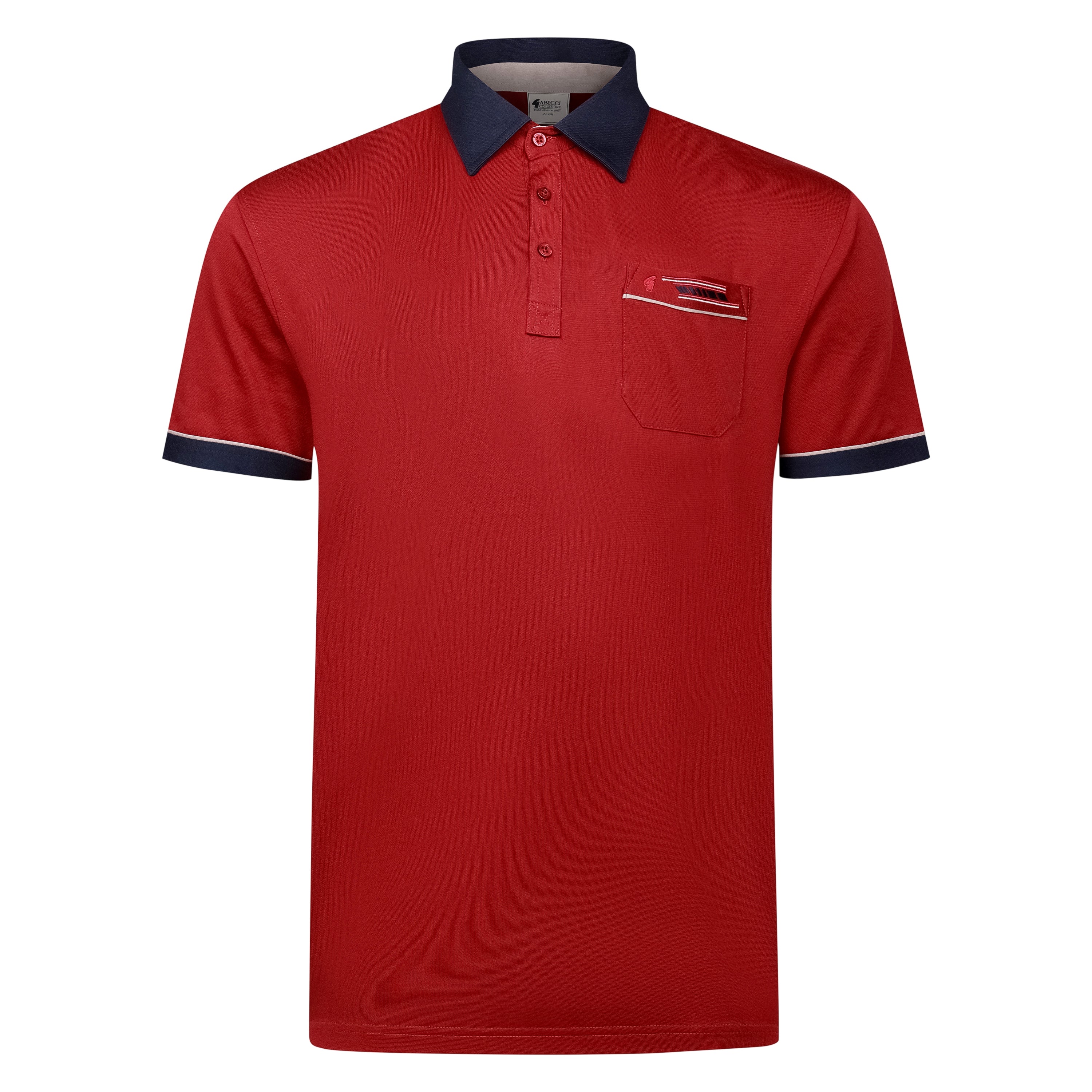 Gabicci Contrasting Collar & Cuff Patterned Jersey Polo Shirt - Mulberry