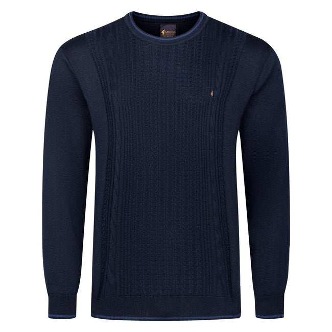 Gabicci Crew Neck Cable Panel Jumper - Navy Hover Image