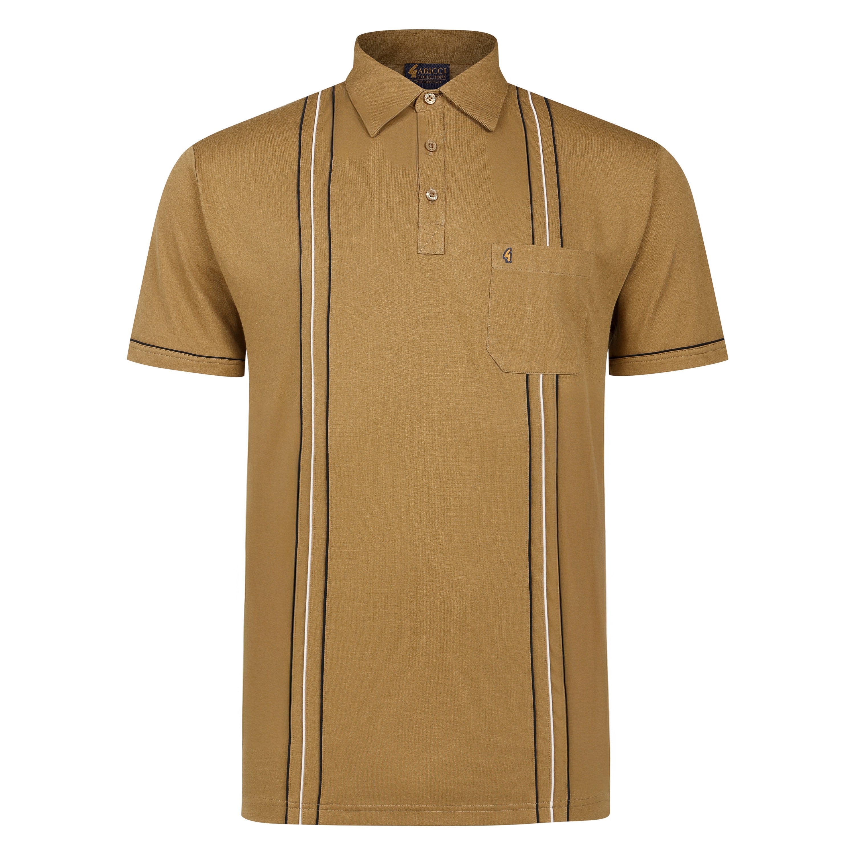 Gabicci G55X01 Vertical Stripe Polo Shirt - Nutmeg