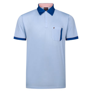 Gabicci Contrast Collar Polo Shirt - Azure