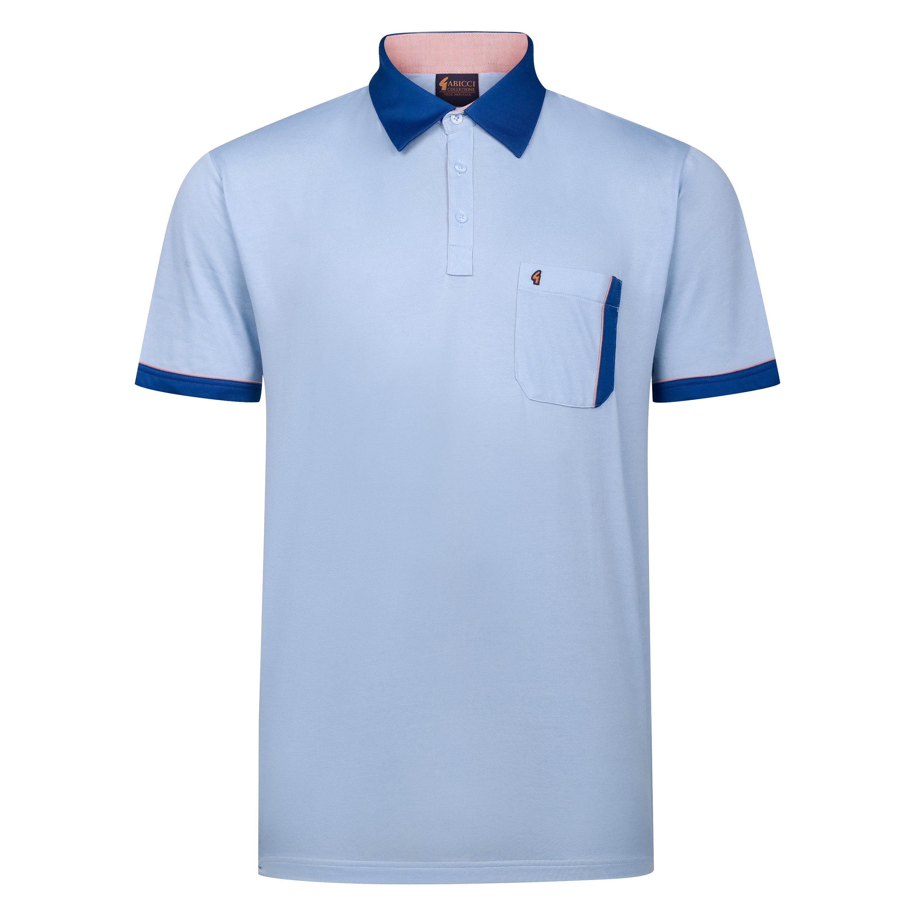 Gabicci Contrast Collar Polo Shirt - Azure